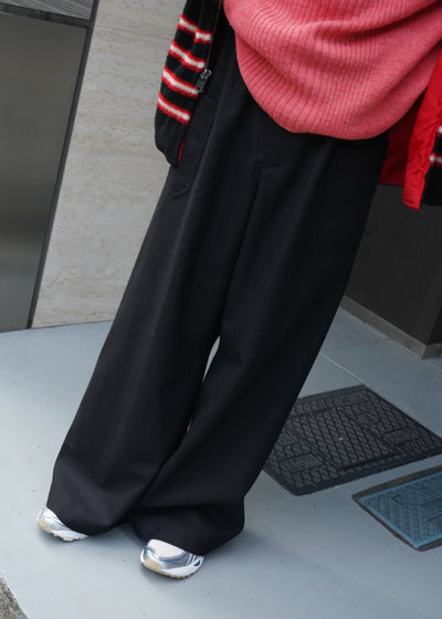 JUNO -WIDE-LEGGED ELASTICATED TROUSERS-[BLACK]