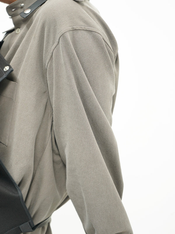 -"HAKU" SPLIT COLLAR SHIRT IN TWISTED COTTON-