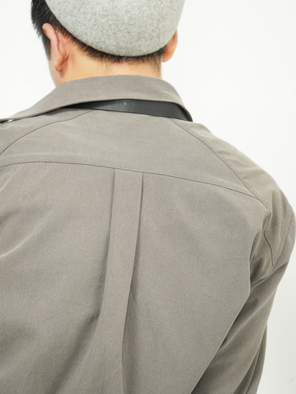 -"HAKU" SPLIT COLLAR SHIRT IN TWISTED COTTON-