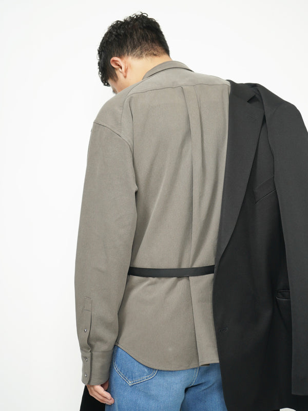 -"HAKU" SPLIT COLLAR SHIRT IN TWISTED COTTON-