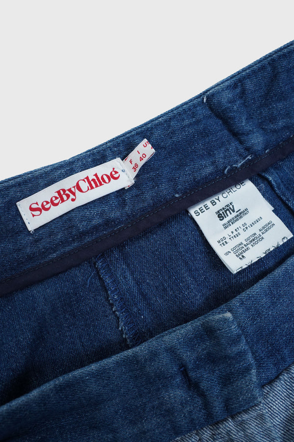 "SEE BY CHLOE" -2tuck In Side Out Denim Pants-