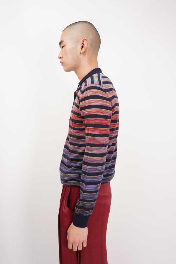 "MISSONI" -Gradation Border L/S Knit Polo Shirts-