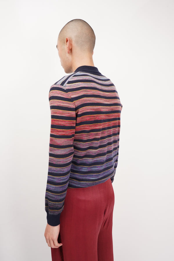 "MISSONI" -Gradation Border L/S Knit Polo Shirts-