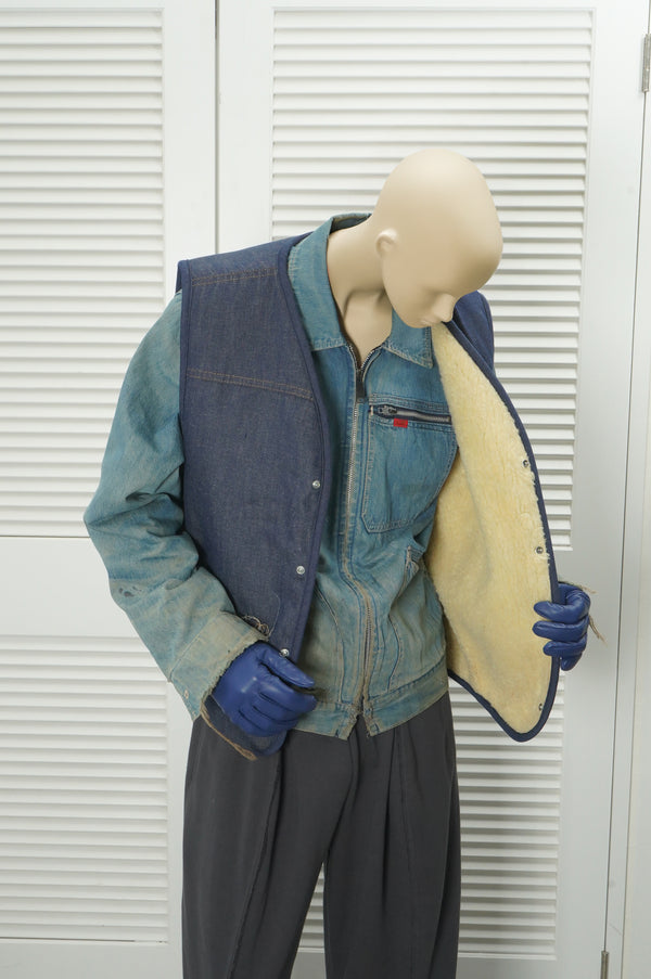 70's "CARHARTT" -Denim Boa Vest-