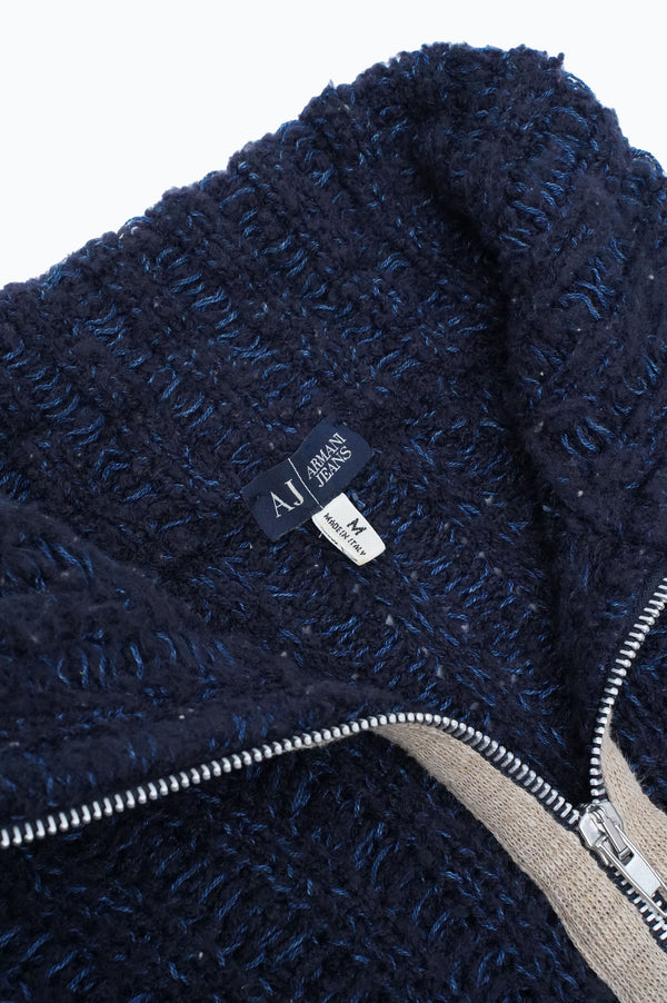 "ARMANI JEANS" -Half Zip Acrylic Knit Sweater-