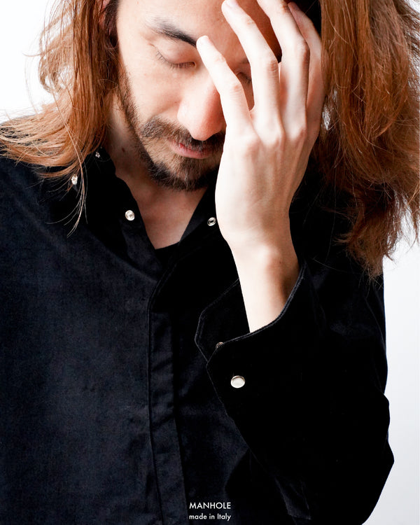 -WALTER TAB- [snap tab collar velvet shirt]