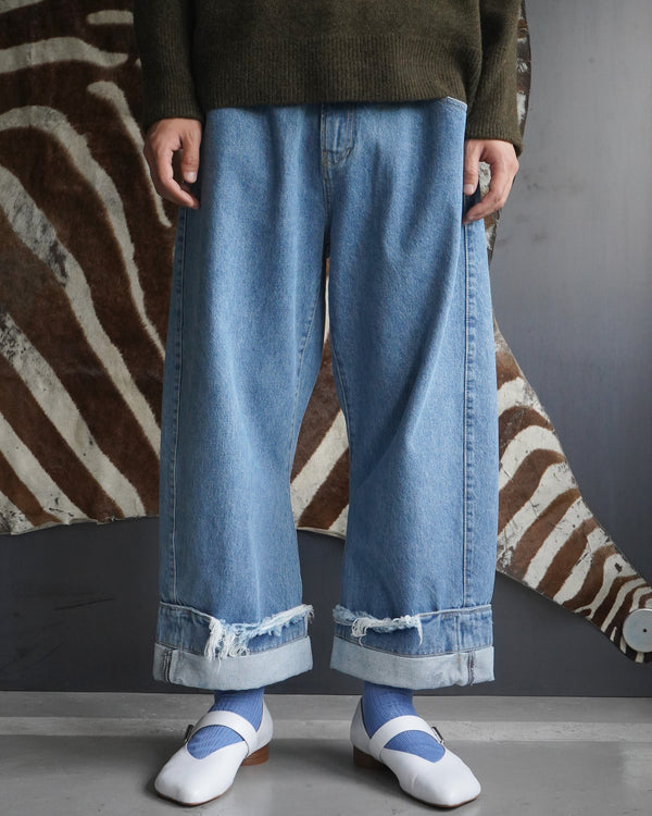 DEAN BLUE -Oversized denim trousers-[STONE]