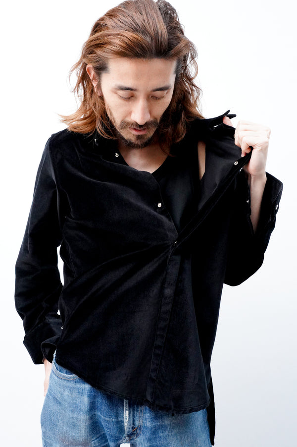 -WALTER TAB- [snap tab collar velvet shirt]