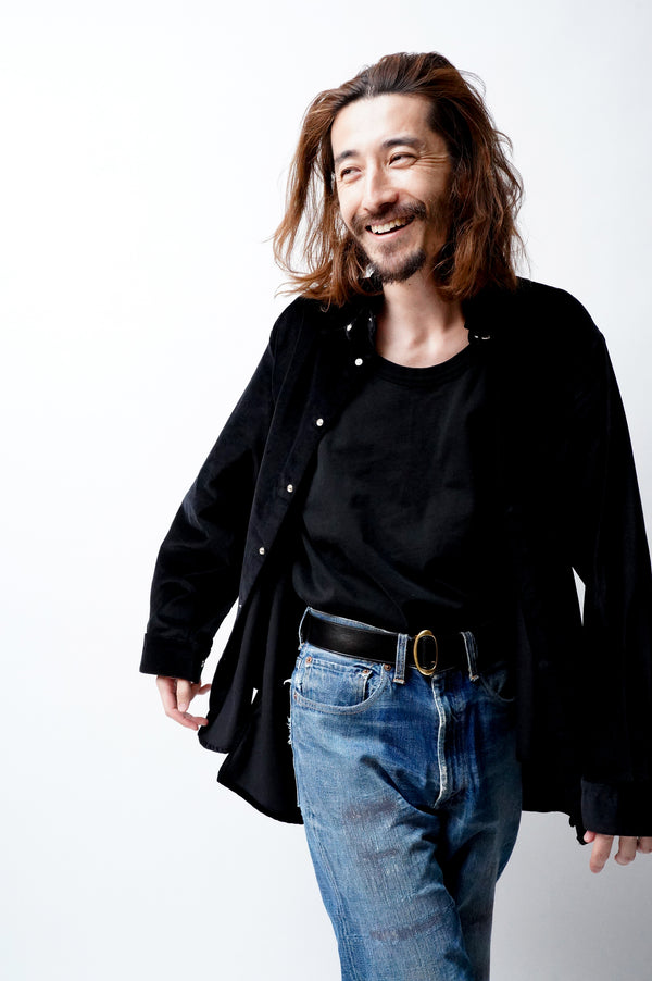 -WALTER TAB- [snap tab collar velvet shirt]