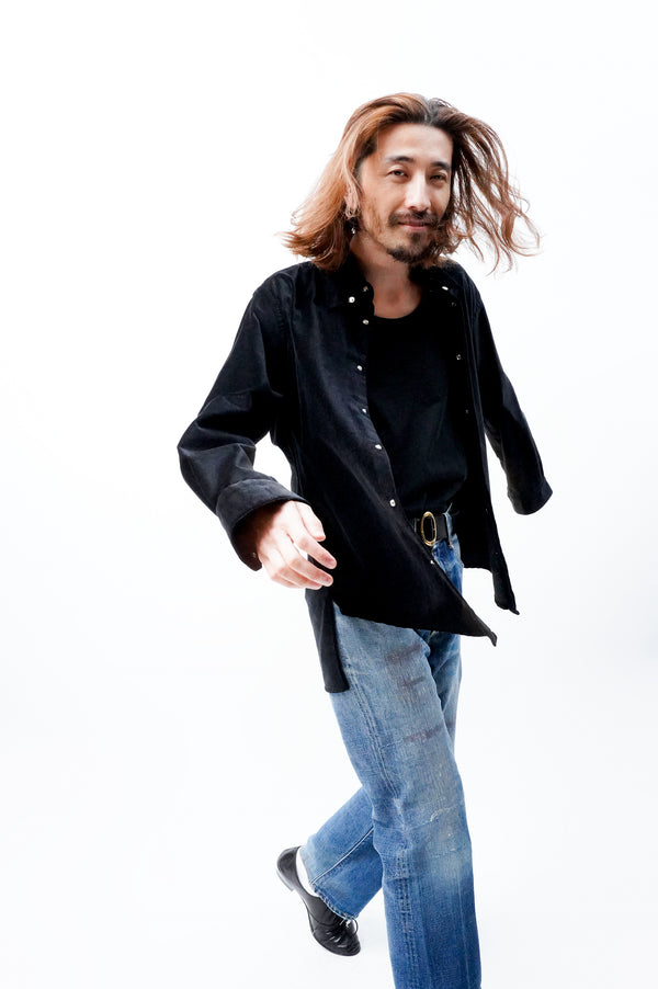 -WALTER TAB- [snap tab collar velvet shirt]