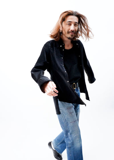 -WALTER TAB- [snap tab collar velvet shirt]