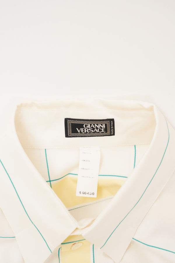 90's "GIANNI VERSACE" -Border Pattern L/S B.D. Shirts-