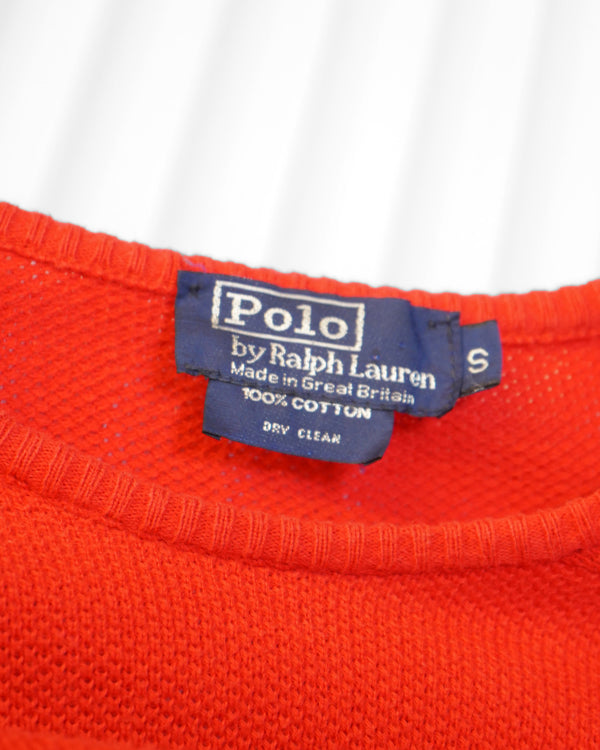 90's "POLO by RALPH LAUREN" -Multi Border Crew Neck Cotton Knit Sweater -