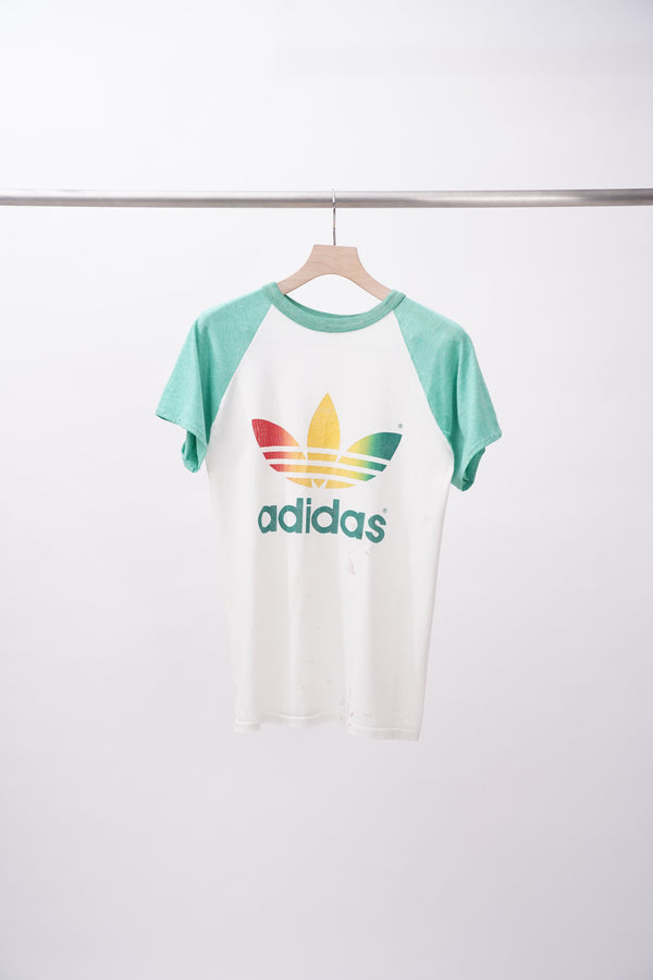 80's "adidas" -Cotton/Poly Ringer Tee-