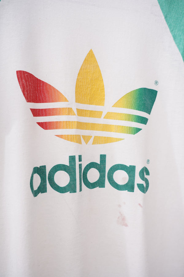 80's "adidas" -Cotton/Poly Ringer Tee-