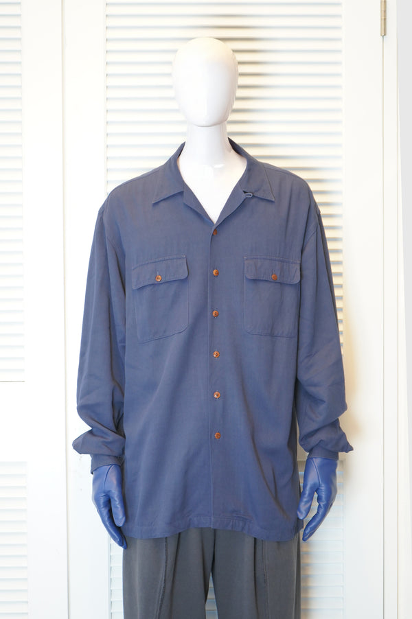 90`s "Polo by RALPH LAUREN" -Rayon Open Collar L/S Shirt-