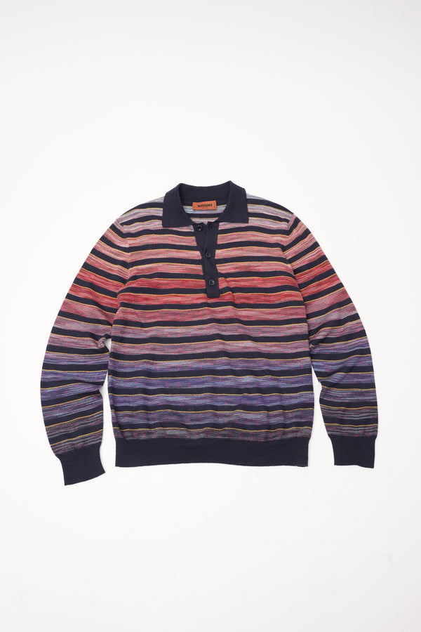 "MISSONI" -Gradation Border L/S Knit Polo Shirts-