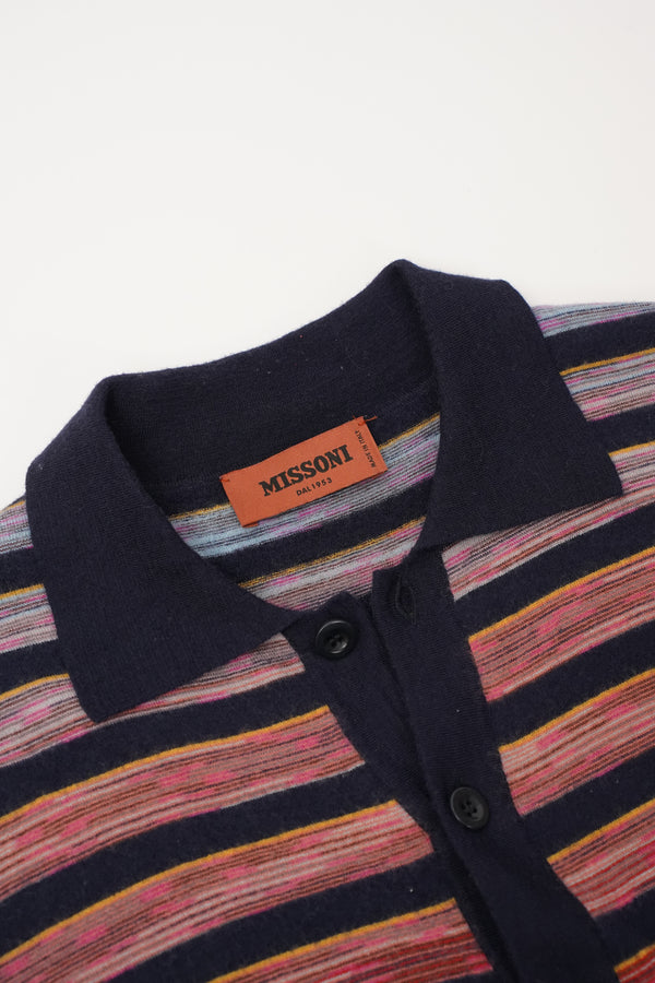 "MISSONI" -Gradation Border L/S Knit Polo Shirts-