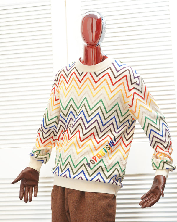 "CASTELBAJAC" -"POPARISM" Wool Crew Neck Knit Sweater-