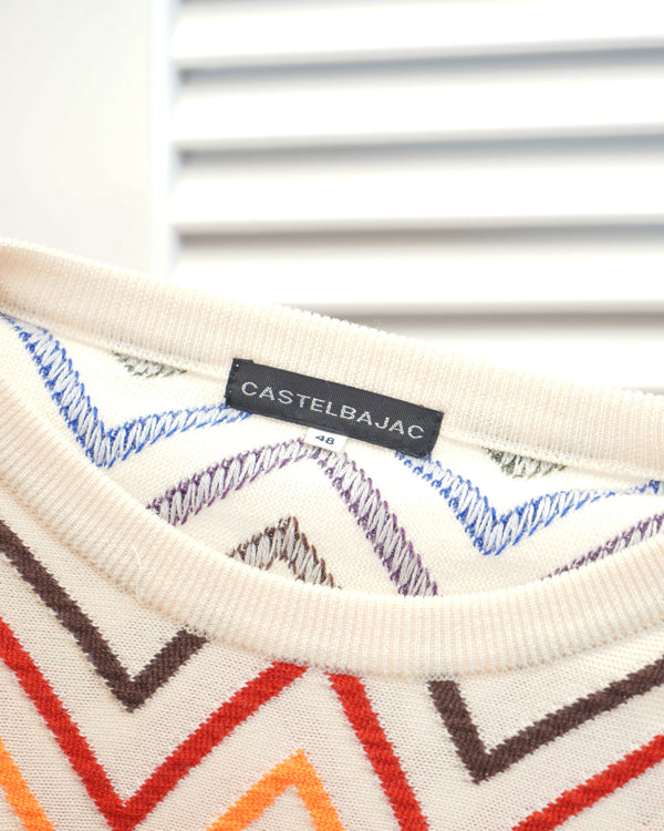 "CASTELBAJAC" -"POPARISM" Wool Crew Neck Knit Sweater-