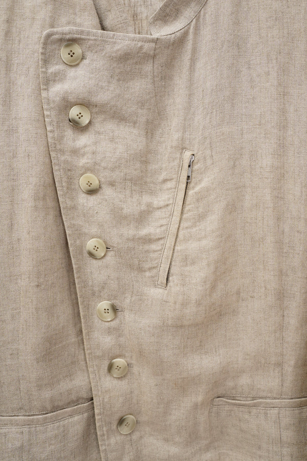 90's "agnes.b" -LInen Stand Collar Jacket-