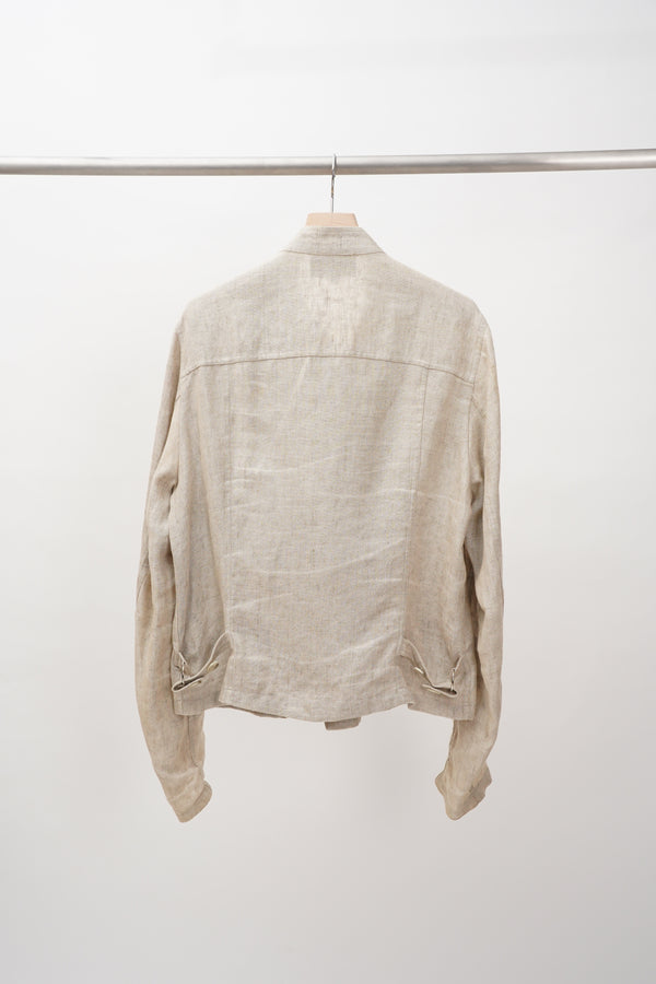 90's "agnes.b" -LInen Stand Collar Jacket-