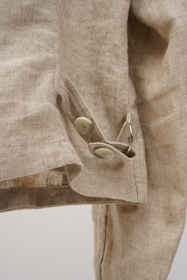 90's "agnes.b" -LInen Stand Collar Jacket-