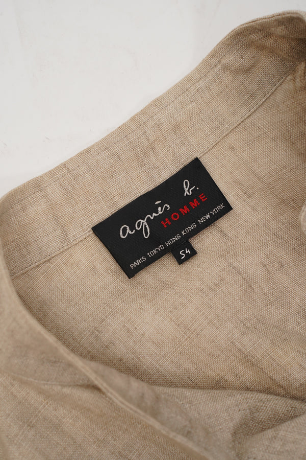 90's "agnes.b" -LInen Stand Collar Jacket-