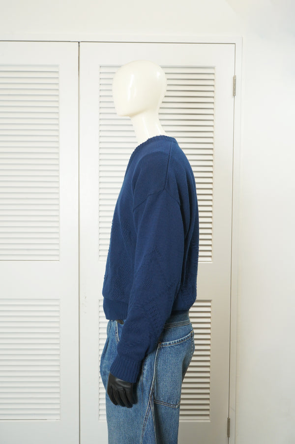 "UNKNOWN" -Cotton/Acrylic V Neck Knit Sweater-