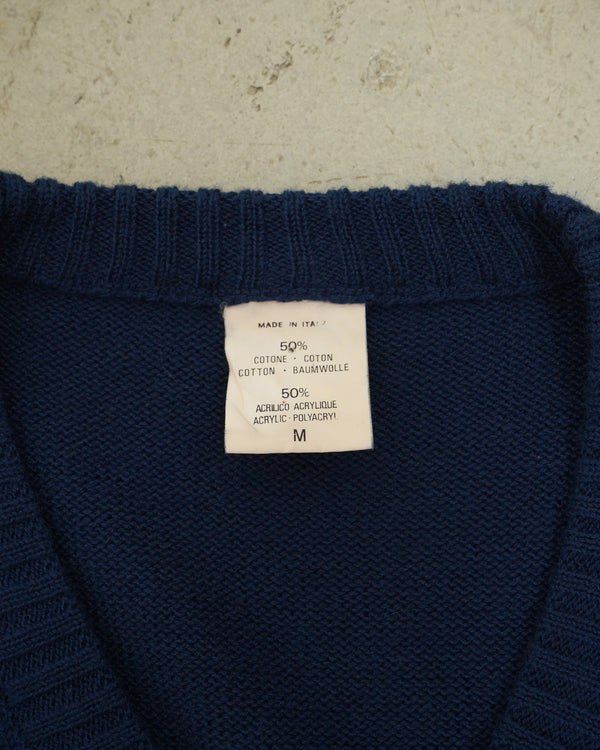 "UNKNOWN" -Cotton/Acrylic V Neck Knit Sweater-