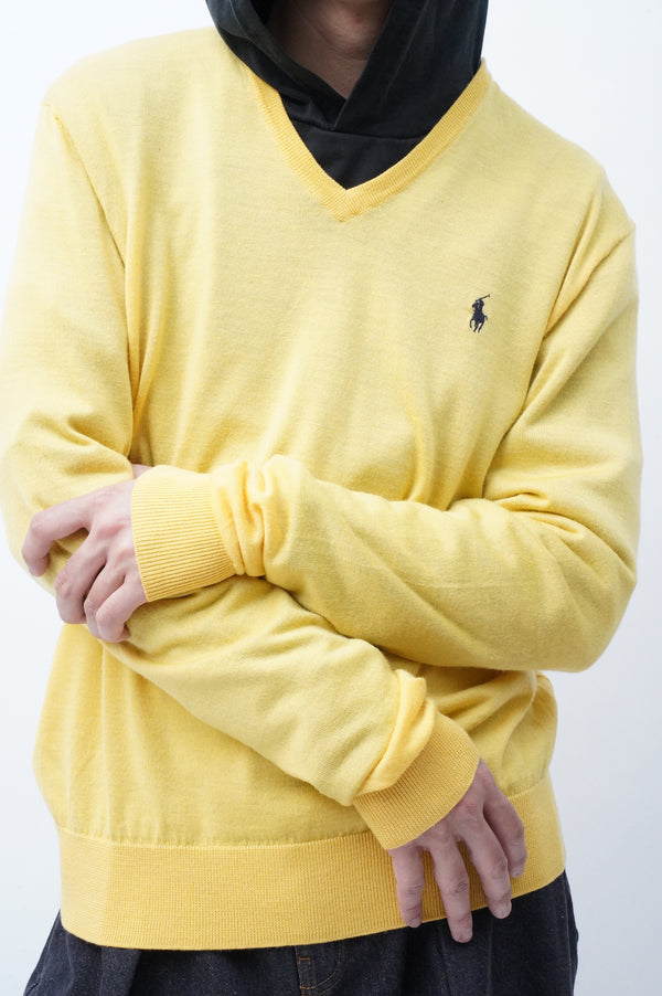 90's "POLO RALPH LAUREN" -Merino Wool V/N Knit Sweater-