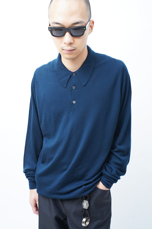 "JOHN SMEDLEY" -L/S Wool Knit Polo Shirt-