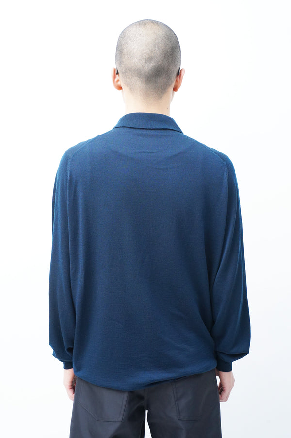 "JOHN SMEDLEY" -L/S Wool Knit Polo Shirt-