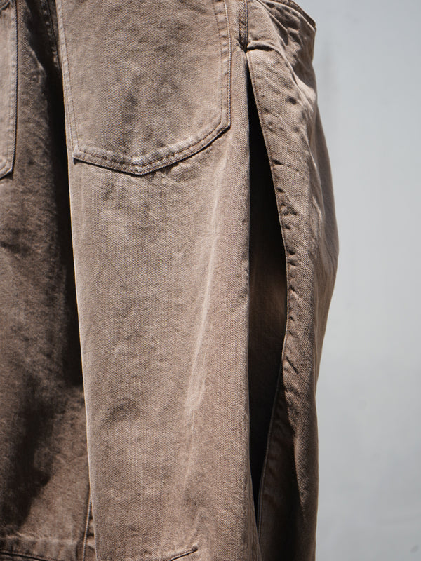 -3D Cutting Denim Pants- [BROWN]