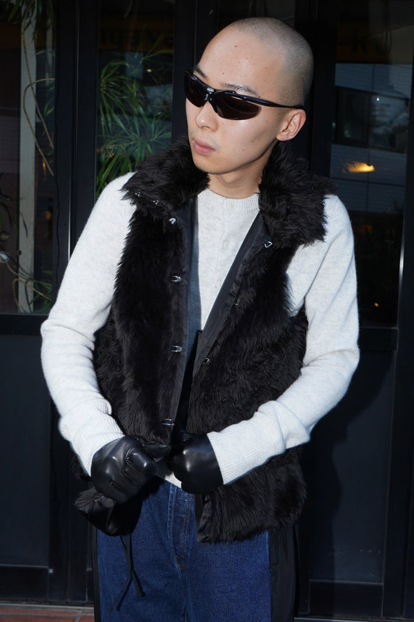 -"MIKA" FUR VEST IN WOOL/ACRYLIC-