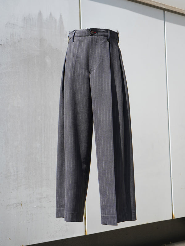 -Pleats Bonded Wool Pants-