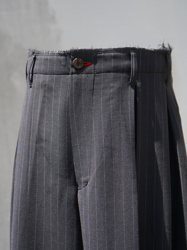 -Pleats Bonded Wool Pants-