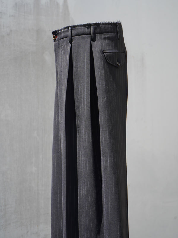 -Pleats Bonded Wool Pants-