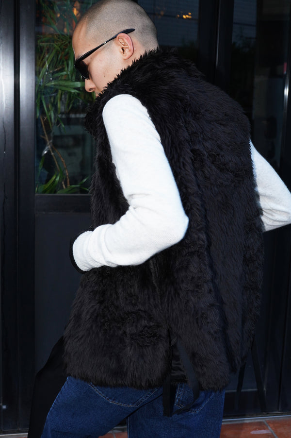 -"MIKA" FUR VEST IN WOOL/ACRYLIC-