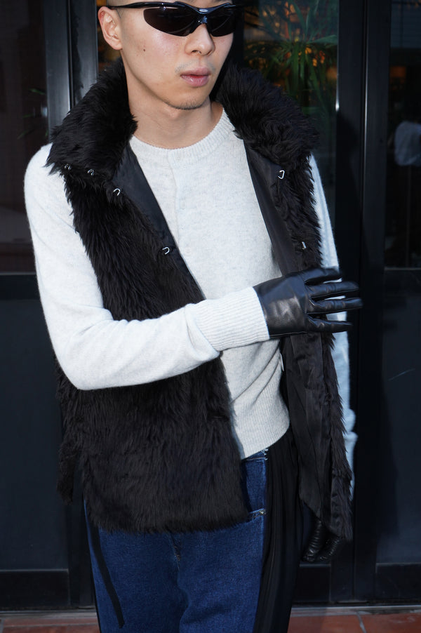 -"MIKA" FUR VEST IN WOOL/ACRYLIC-
