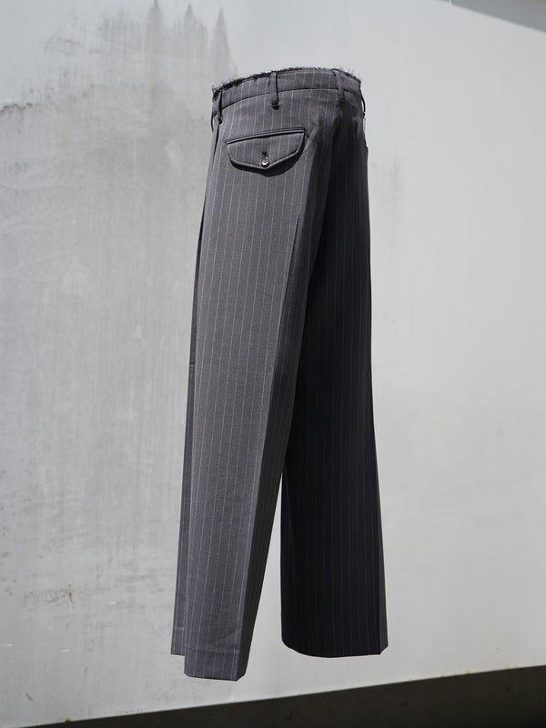 -Pleats Bonded Wool Pants-