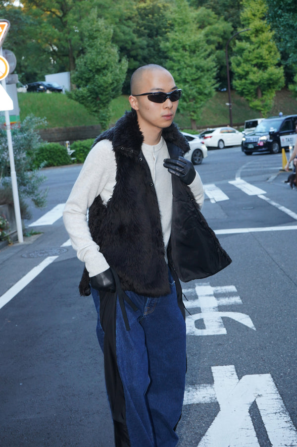 -"MIKA" FUR VEST IN WOOL/ACRYLIC-