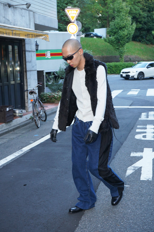 -"MIKA" FUR VEST IN WOOL/ACRYLIC-