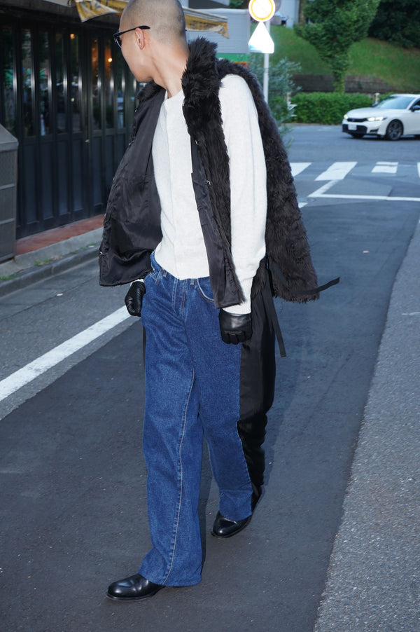 -"MIKA" FUR VEST IN WOOL/ACRYLIC-
