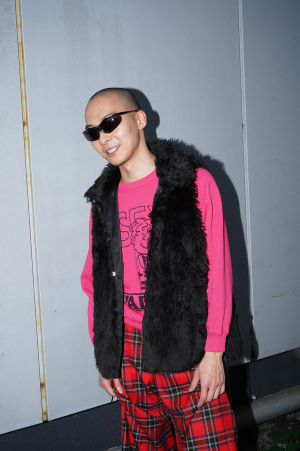-"MIKA" FUR VEST IN WOOL/ACRYLIC-