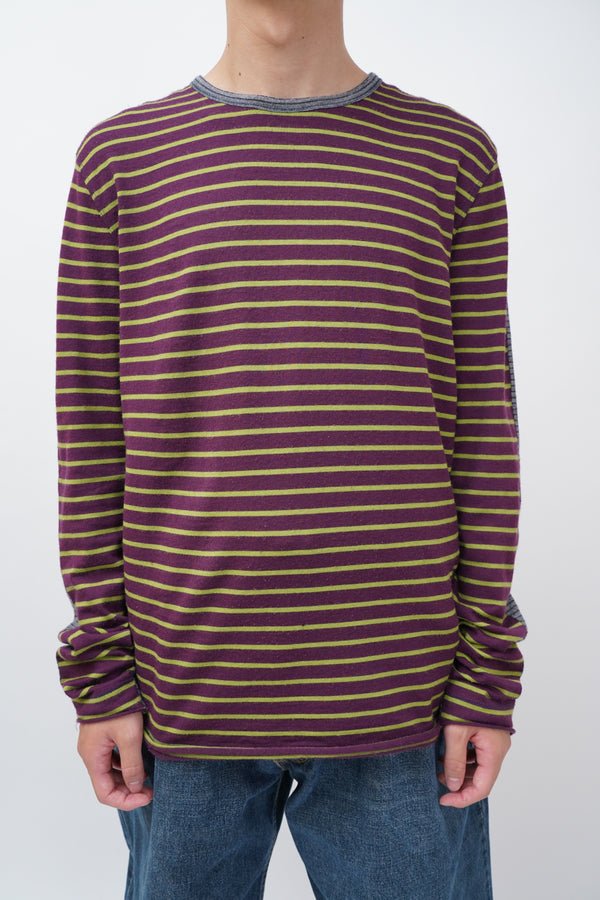 "HUGO BOSS" -Wool Switched Border Knit Sweater-