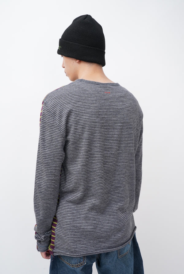 "HUGO BOSS" -Wool Switched Border Knit Sweater-