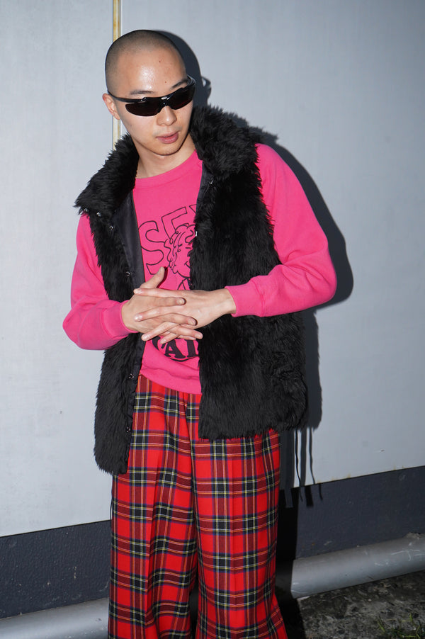 -"MIKA" FUR VEST IN WOOL/ACRYLIC-