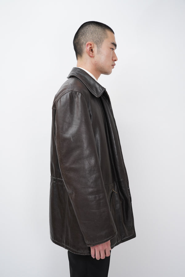 80-90's "Giorgio Armani" -Zip-up Leather Jacket-