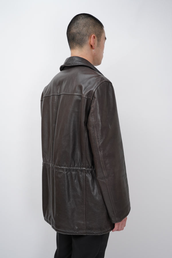 80-90's "Giorgio Armani" -Zip-up Leather Jacket-